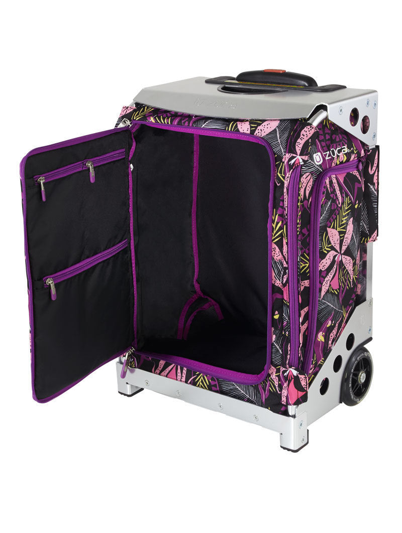 Zuca Navigator Carry-On Bag with Built-In Seat (Wild Orchid Print, Silver Frame)