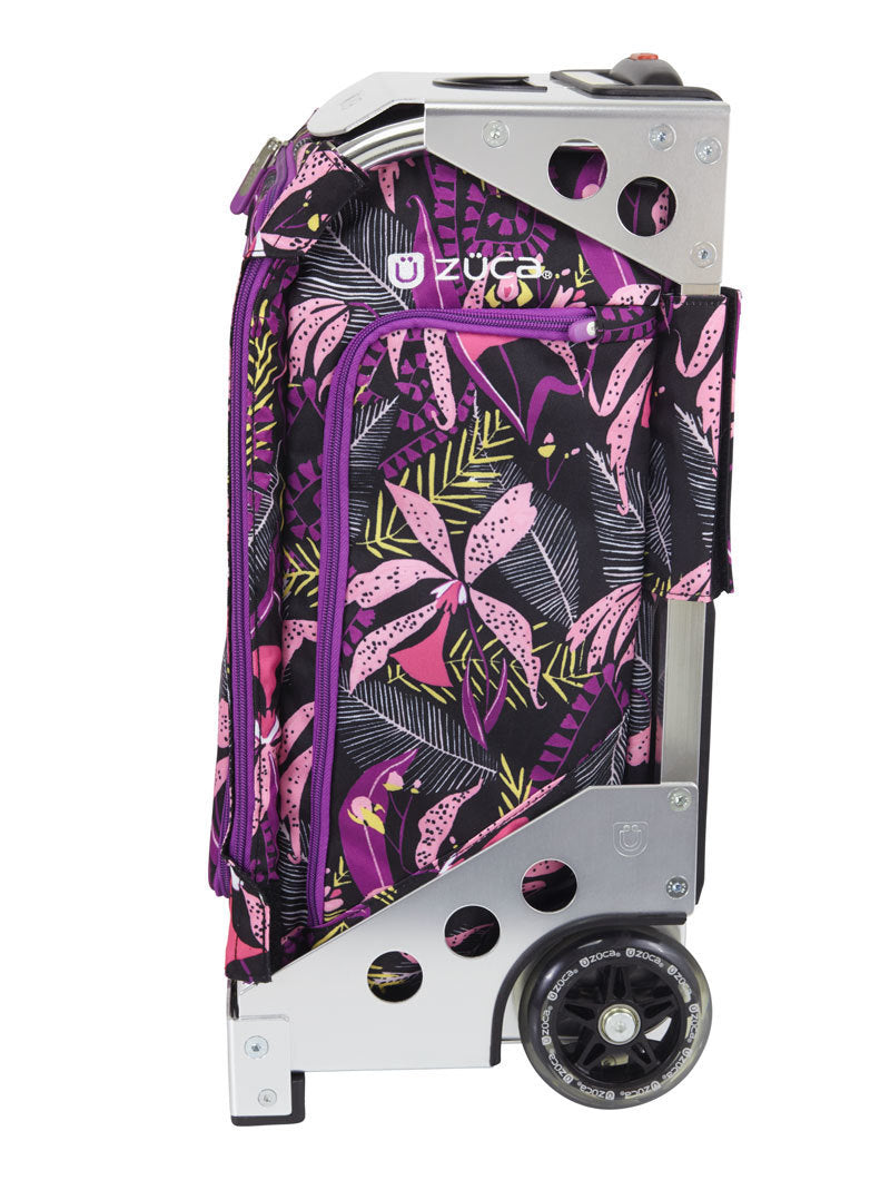 Zuca Navigator Carry-On Bag with Built-In Seat (Wild Orchid Print, Silver Frame)