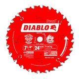 Freud D0724X Diablo 7-1/4-Inch 24 Tooth ATB Carbide Framing Saw Blade