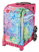 Zuca Rainbow Color Explosion Sport Insert Bag & Pink Frame with Flashing Wheels