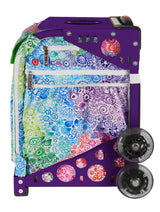 Zuca Rainbow Color Explosion Sport Insert Bag & Purple Frame w/ Flashing Wheels