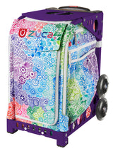 Zuca Rainbow Color Explosion Sport Insert Bag & Purple Frame w/ Flashing Wheels