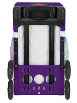 Zuca Rainbow Color Explosion Sport Insert Bag & Purple Frame w/ Flashing Wheels