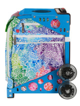Zuca Rainbow Color Explosion Sport Insert Bag & Blue Frame with Flashing Wheels