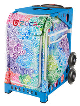 Zuca Rainbow Color Explosion Sport Insert Bag & Blue Frame with Flashing Wheels