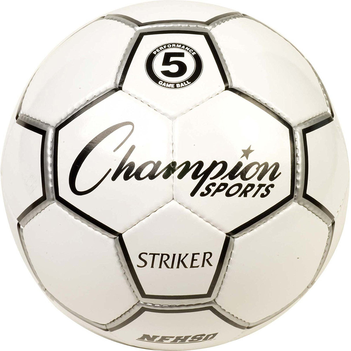 Champion Sports Striker Soccer Ball (Black/White, Size 5)