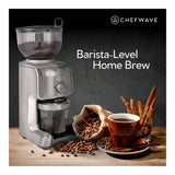 ChefWave Bonne Conical Burr Coffee Grinder w/ 16 Grind Settings, Stainless Steel