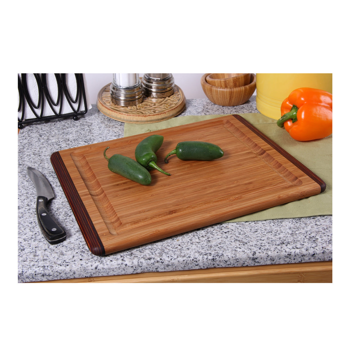 Island Bamboo Cutting Board with Gravy Groove (Rainbow)