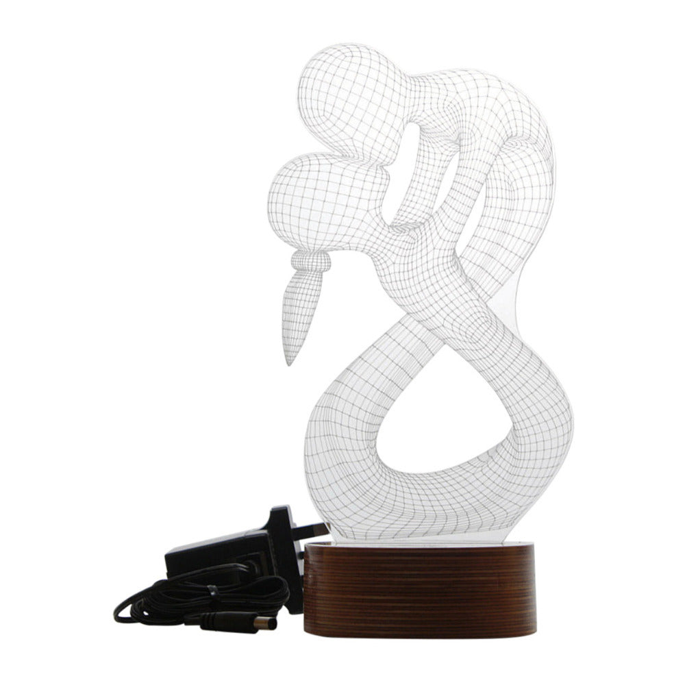By-Lamp 3D Lovers Lamp with Handmade Wooden Base