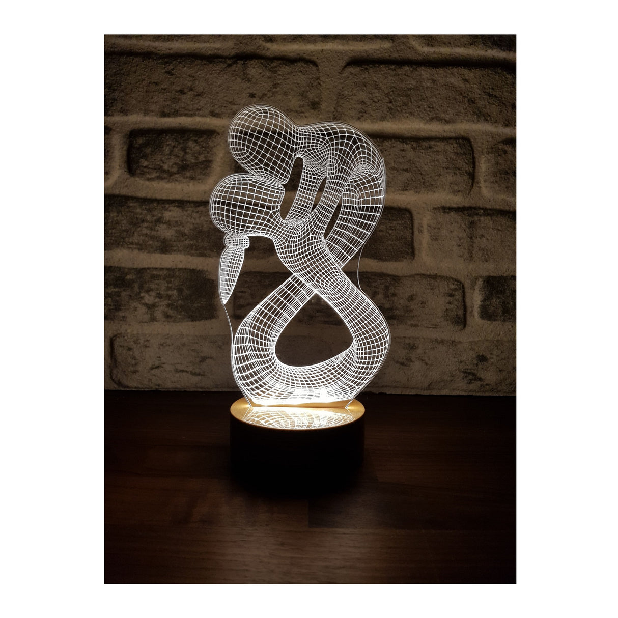 By-Lamp 3D Lovers Lamp with Handmade Wooden Base