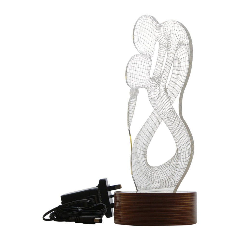 By-Lamp 3D Lovers Lamp with Handmade Wooden Base