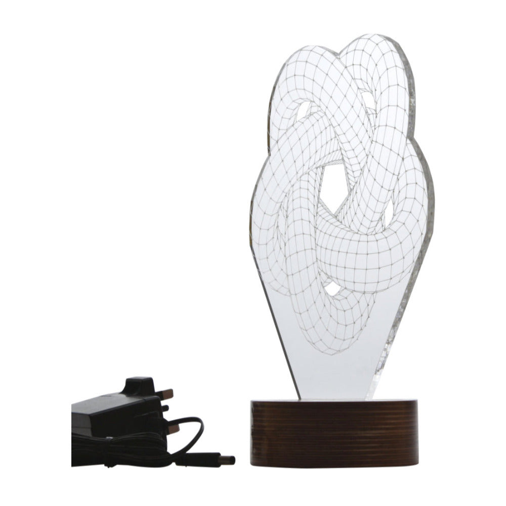 By-Lamp 3D Torus Spiral Lamp with Handmade Wooden Base