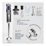 ChefWave Intermix 500-Watt 9-Speed Immersion Hand Blender, 2 Wands, Beaker, Whisk, Chopper