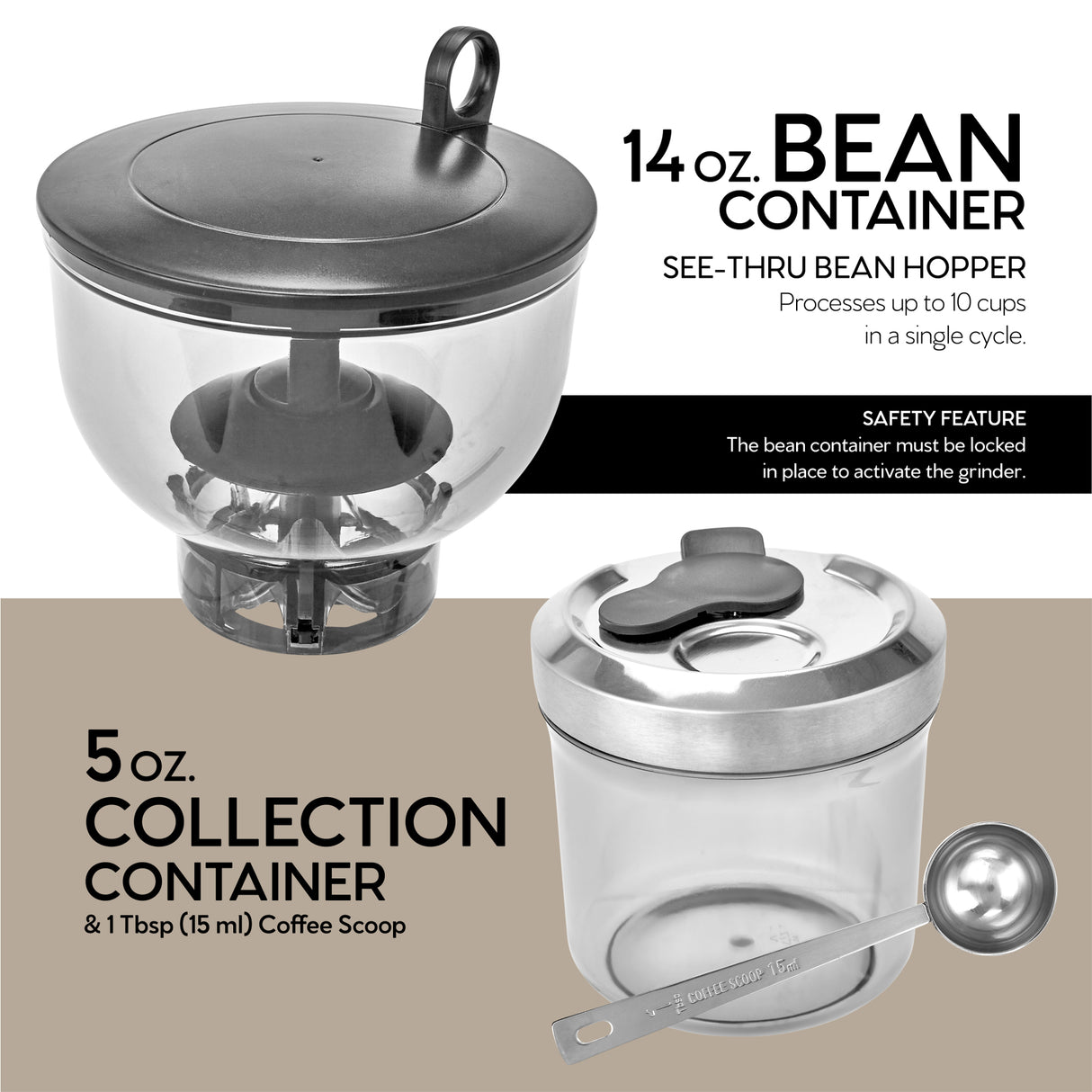 ChefWave Bonne Conical Burr Coffee Grinder w/ 16 Grind Settings, Stainless Steel