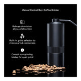 ChefWave Aluminum Alloy Manual Conical Burr Coffee Grinder w/ Adjustable Setting