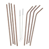 Mind Reader Stainless Steel Reusable Straight/Curved Straws (Rose Gold, 8-Pack)