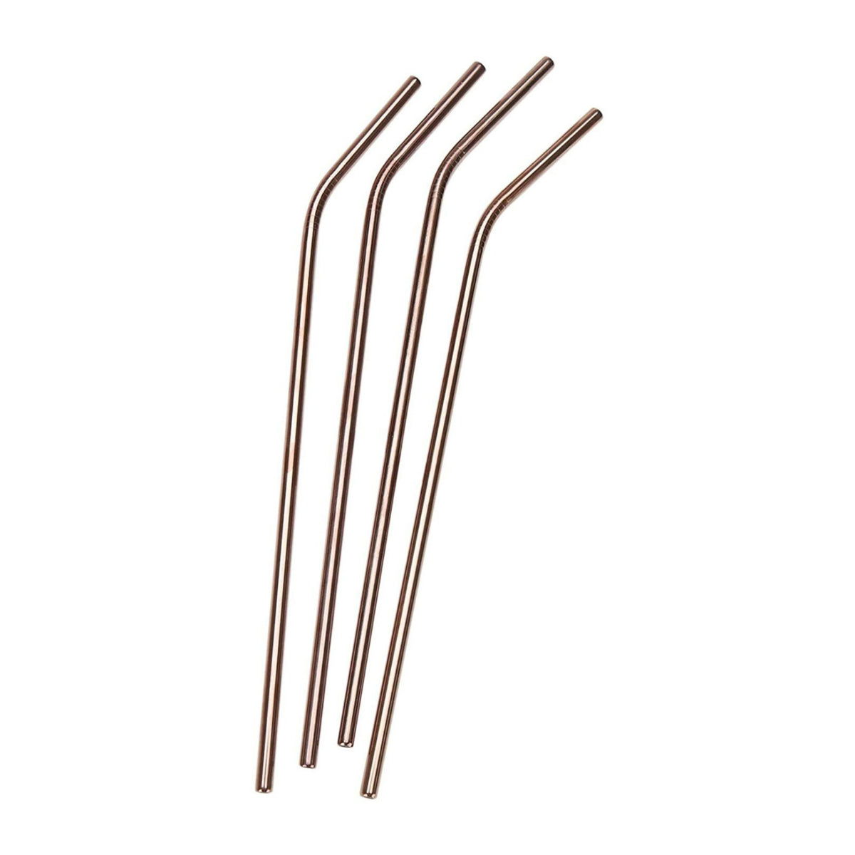 Mind Reader Stainless Steel Reusable Straight/Curved Straws (Rose Gold, 8-Pack)