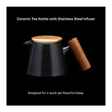 ChefWave Ceramic Tea Pot with Stainless Steel Tea Infuser and Bamboo Lid, 20 oz.