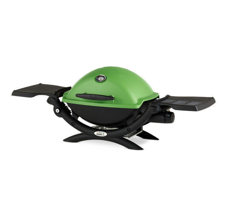Weber Q 1200 Gas Grill (Green) and Adapter Hose