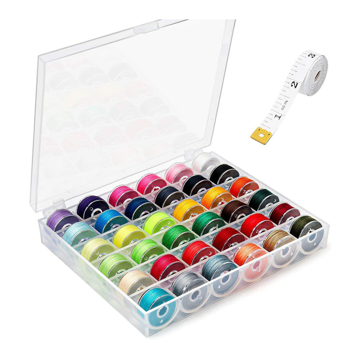Koorito 36-Piece Bobbins and Sewing Threads Set with Case & Soft Measuring Tape