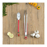 Home Basics Stainless Steel with Silicone Handle Tongs Set (2-Pack, Red)