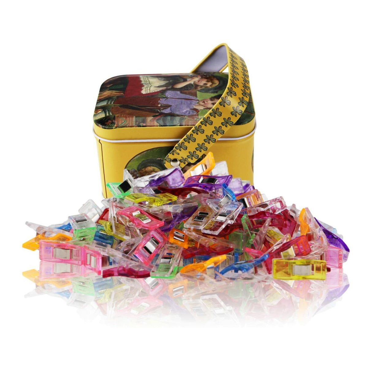 MumCraft Multipurpose Sewing Clips with Tin Box Package (Assorted Colors,100-Pk)