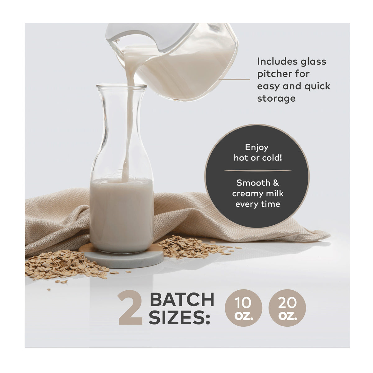 ChefWave Milkmade Non-Dairy Milk Maker with Two Resealable Glass Storage Carafes
