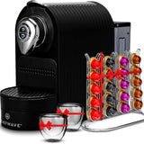 ChefWave Mini Espresso Machine (Black) with Coffee Capsules and Holder Bundle