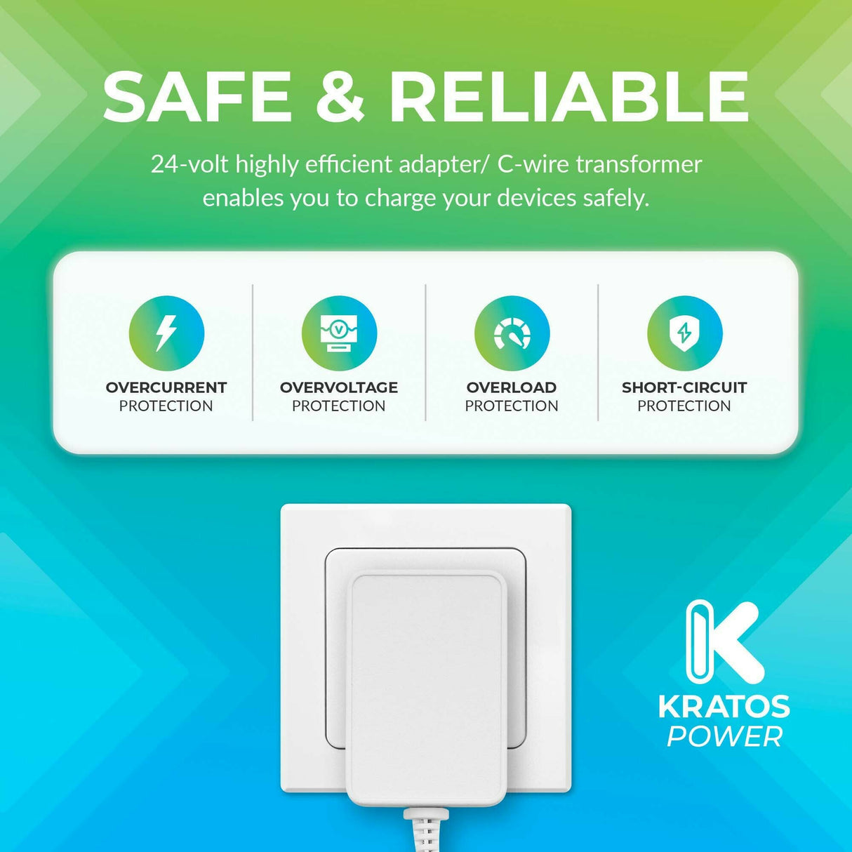 Kratos Power 24 Volt Transformer C-Wire Adapter (White)