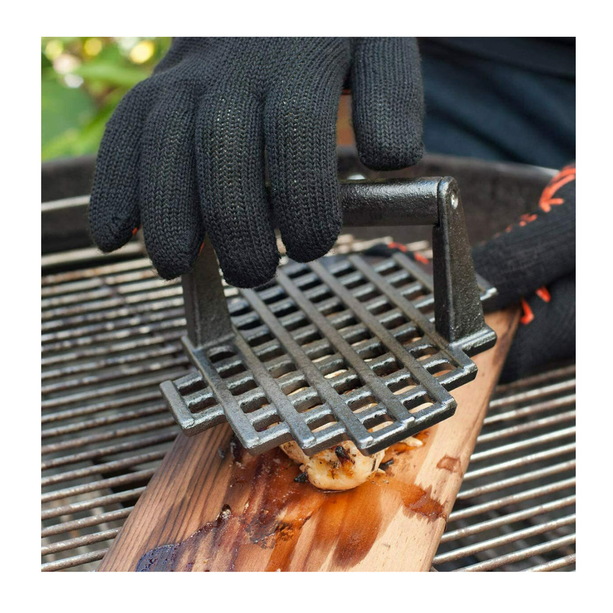 Charcoal Companion CC5159 Cast Iron Grill Marks Press (2-Pack)