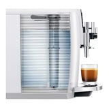Jura E8 Automatic Espresso Machine (Piano White) with Glass Milk Container