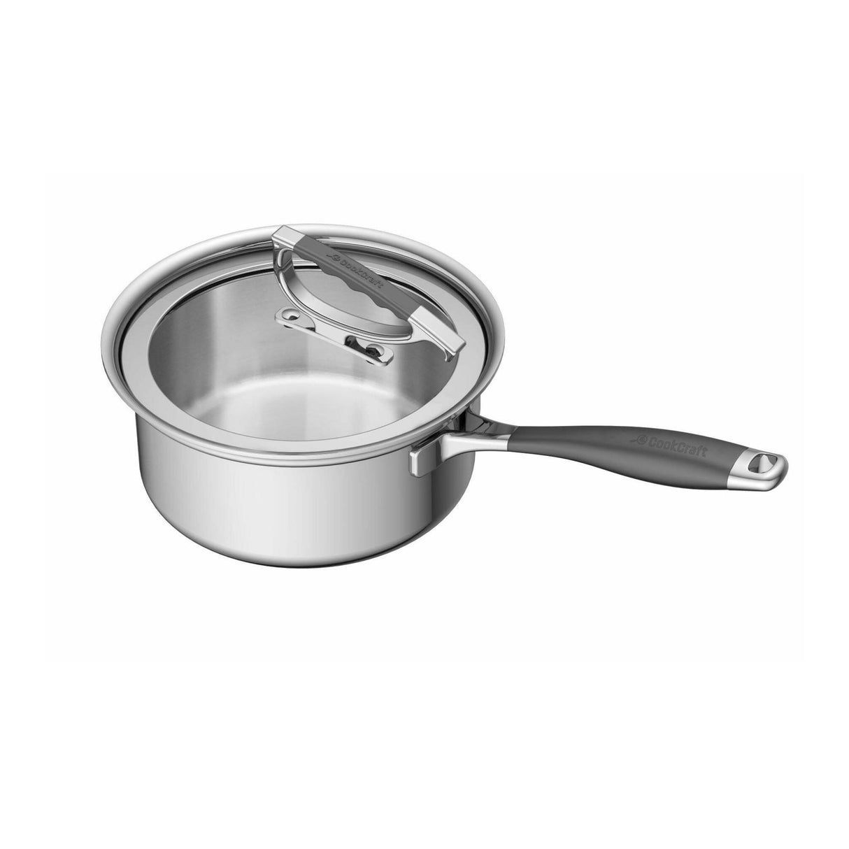 CookCraft by Candace 3 Quart Stainless Steel Sauce Pan with Glass Latch Lid