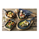 Kchenprofi Serving Pan Round (Black) With Wooden Board (3 pack)