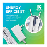Kratos Power 24 Volt Transformer C-Wire Adapter (White) with Adapter Clips