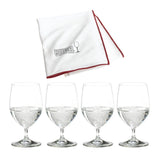 Riedel Vinum Water Glass (Set of 4) with Large Microfiber Polishing Cloth