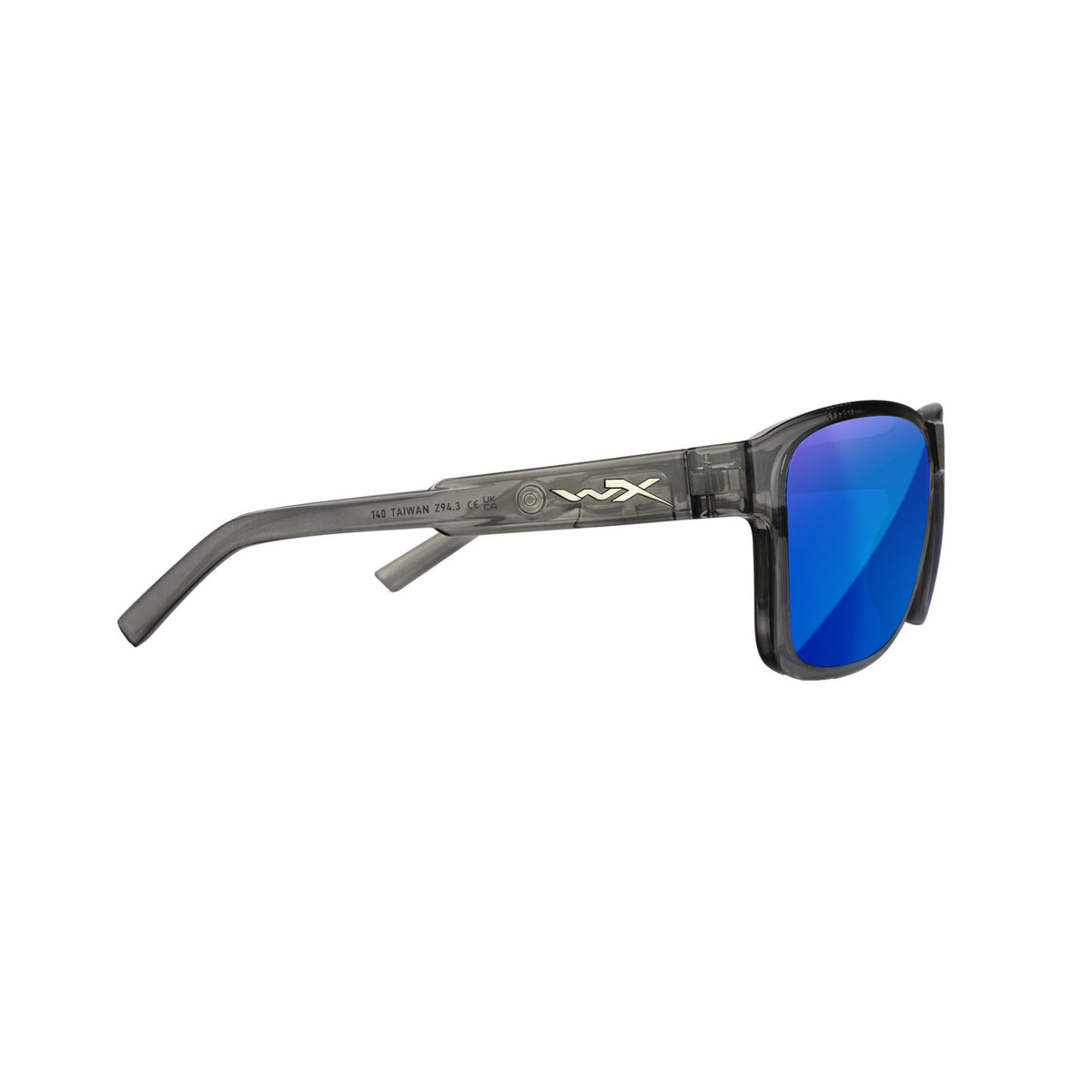 Wiley-X WX Trek Sunglasses (Blue Mirror Lens, Gloss Crystal Gray Frame)