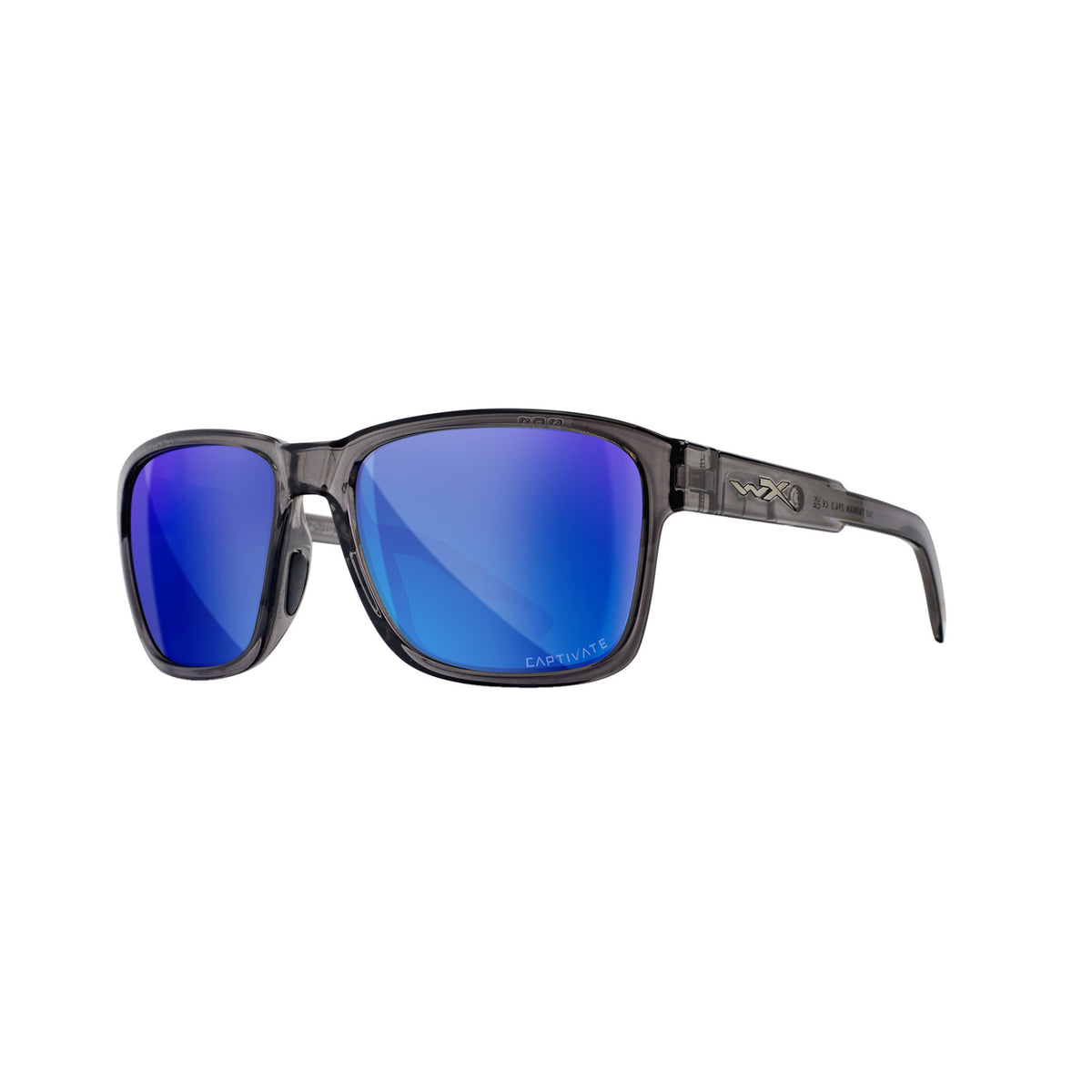 Wiley-X WX Trek Sunglasses (Blue Mirror Lens, Gloss Crystal Gray Frame)