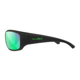Wiley-X WX Omega Sunglasses (Captivate Polarized Green Mirror Lens, Black Frame)