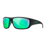 Wiley-X WX Omega Sunglasses (Captivate Polarized Green Mirror Lens, Black Frame)