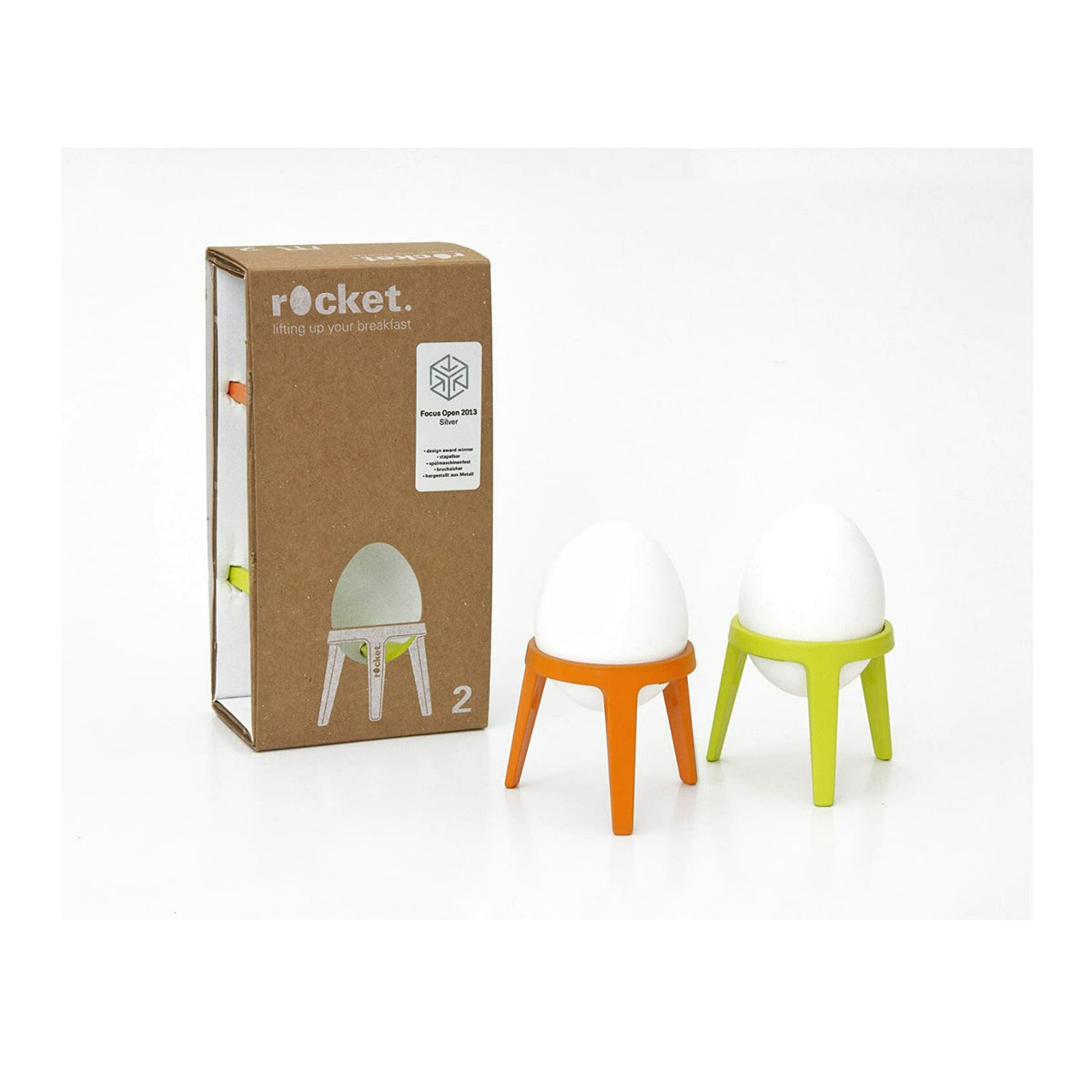 Brainstream Rocket Tripod Egg Cup Gift Set (2-Piece, Lime and Orange) (2-Pack)