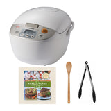 Zojirushi Micom Rice Cooker and Warmer (10-Cup) with Cookbook, Spoon and Tongs