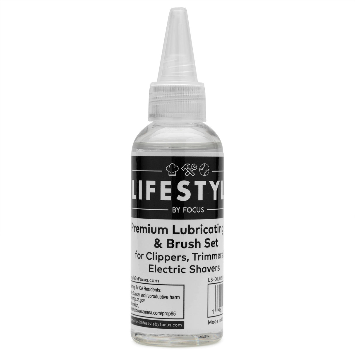 Lifestyle by Focus Premium Lubricating Oil and Brush Set for Electric Shavers