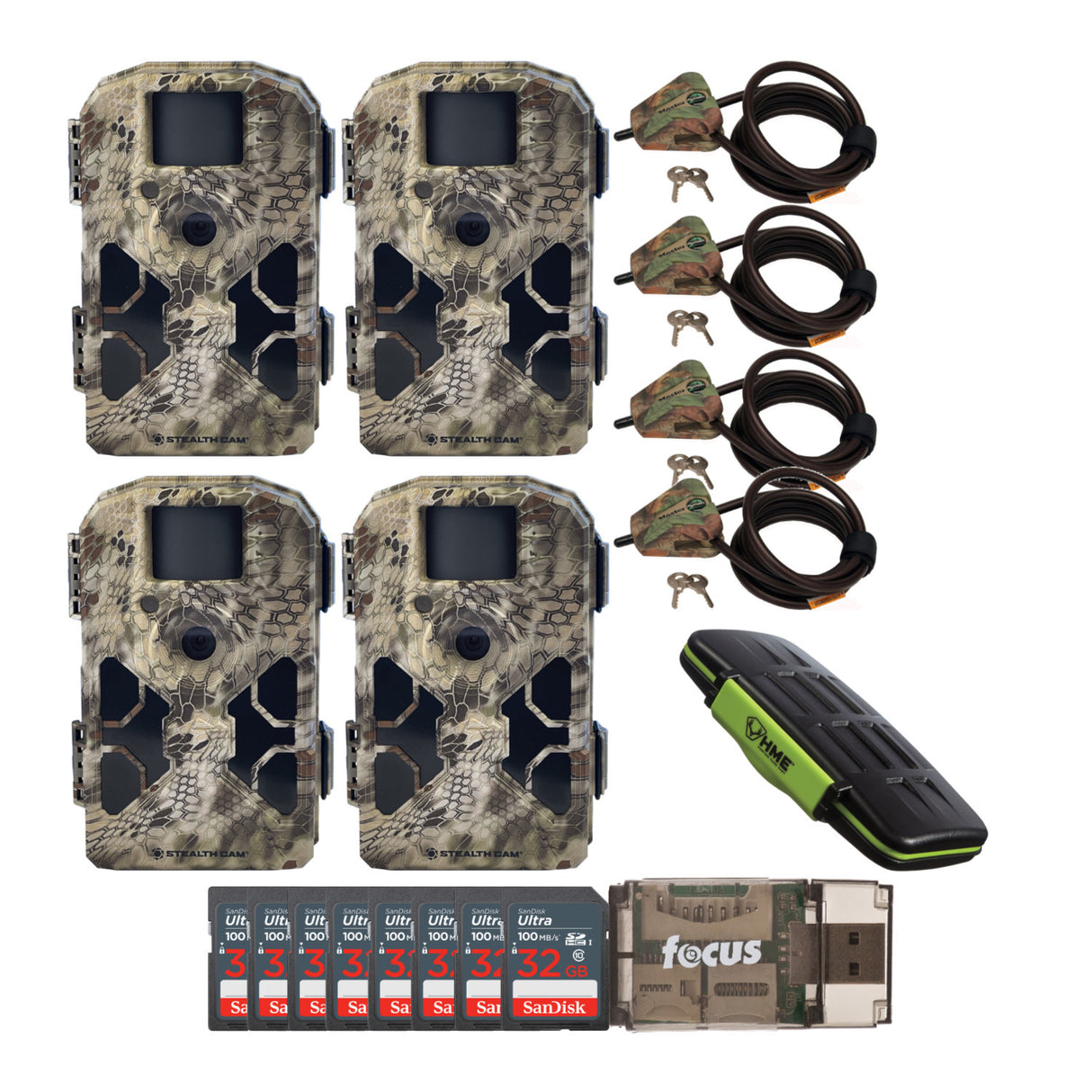 Stealth Cam 2022 G42NG 32MP No Glow Trail Cameras (Kryptek Camouflage) Bundle