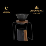 ChefWave Artisan Series Ceramic Coffee Mug with Bamboo Handle (Black)