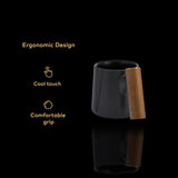 ChefWave Artisan Series Ceramic Coffee Mug with Bamboo Handle (Black)