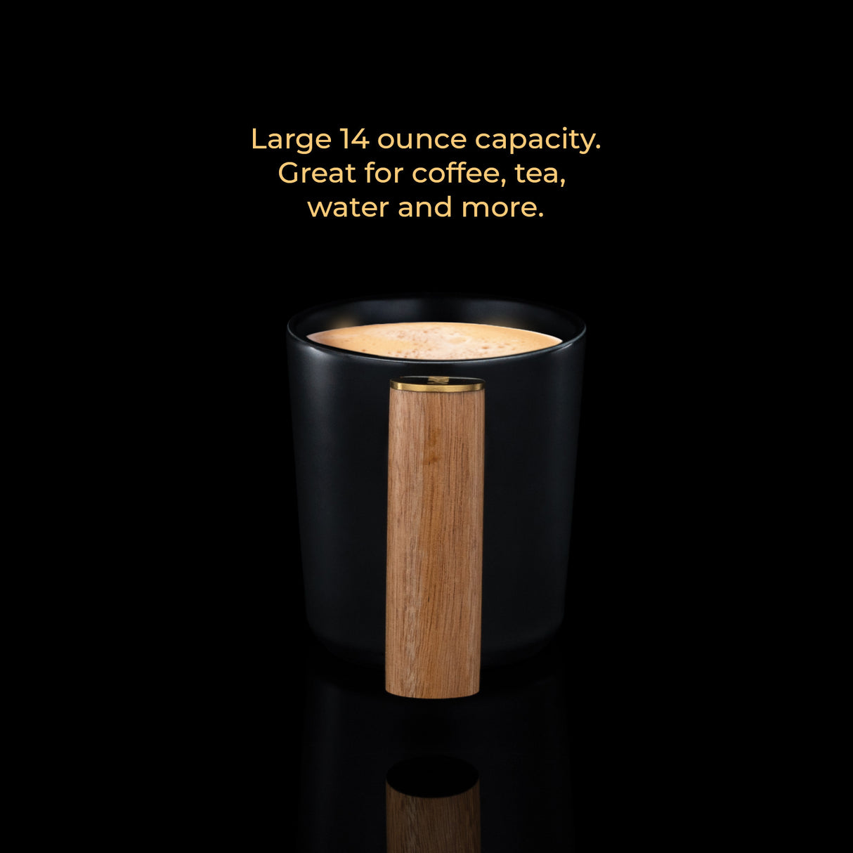 ChefWave Artisan Series Ceramic Coffee Mug with Bamboo Handle (Black)