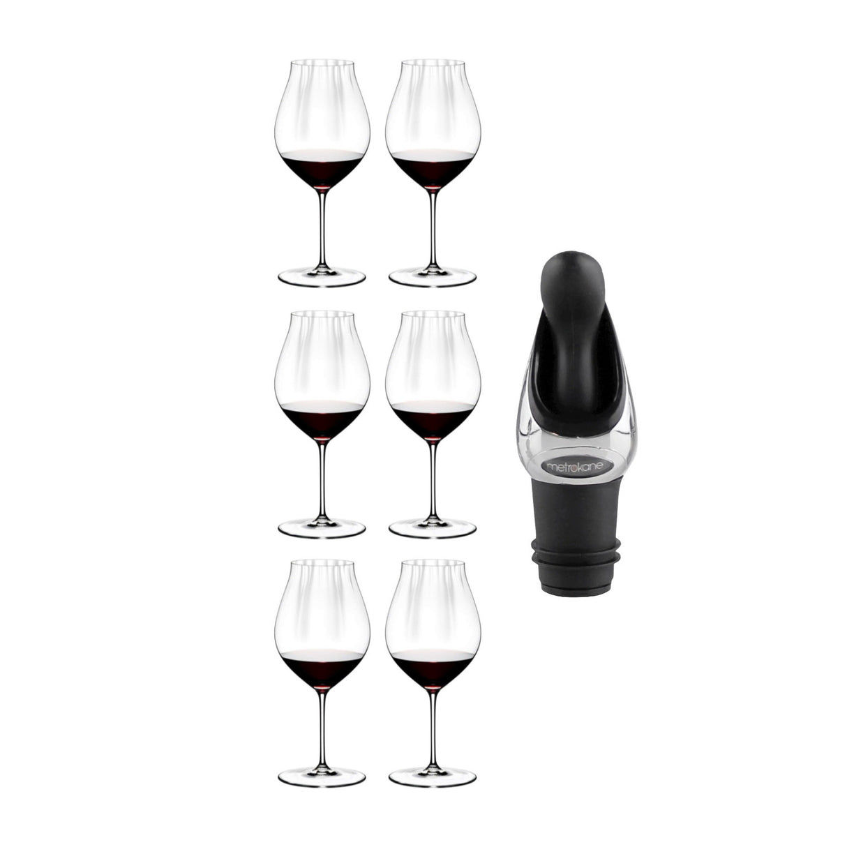 Riedel Performance Pinot Noir Wine Glass (Set of 6) Bundle with Wine Pourer