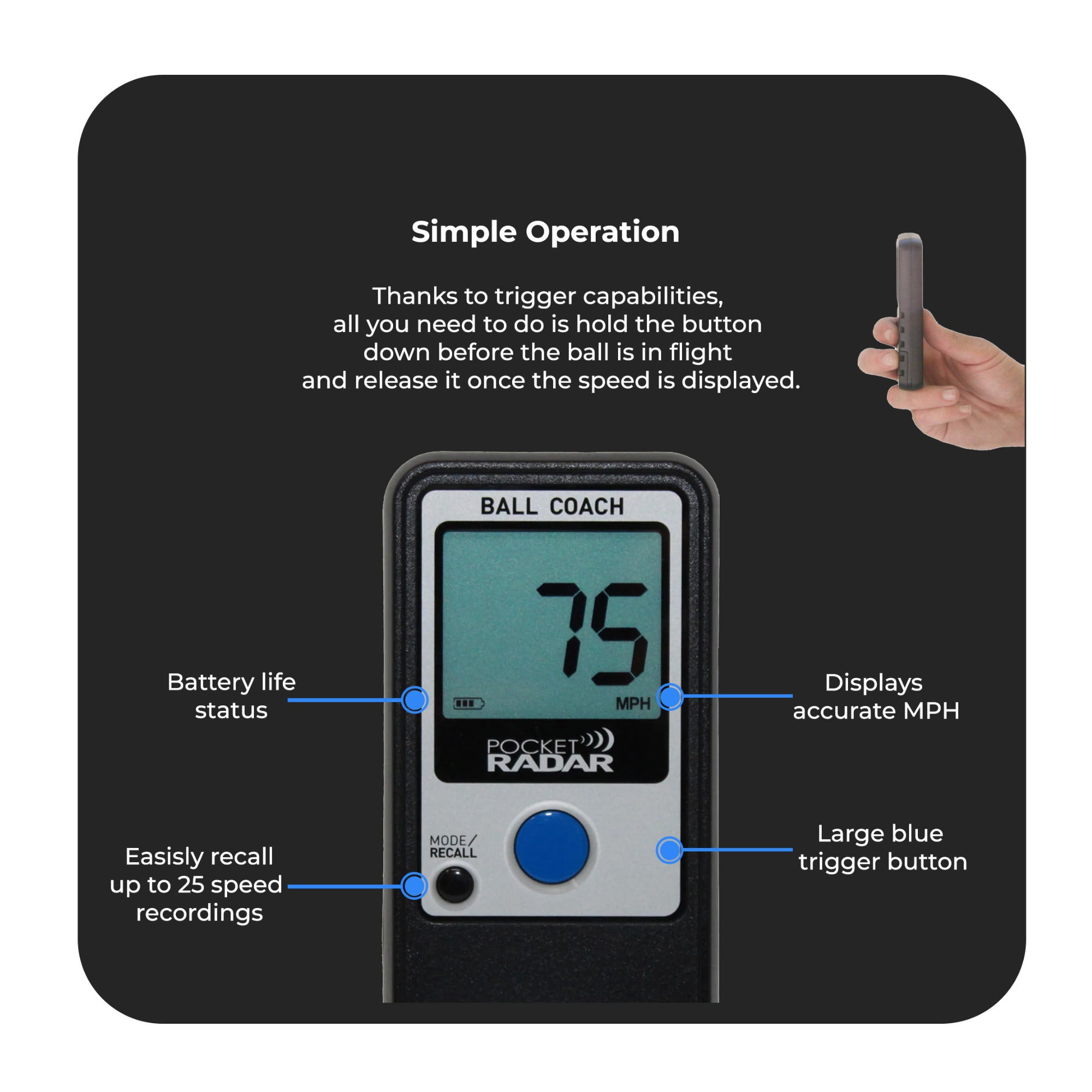 Pocket Radar Ball Coach/Pro-Level Speed Training Tool with