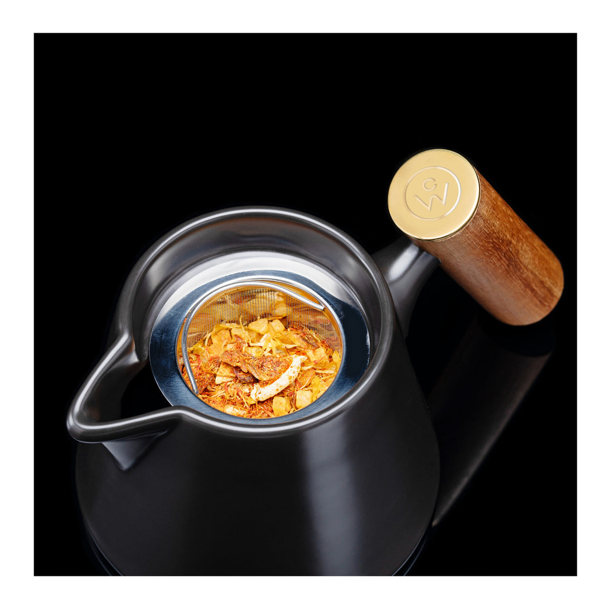 ChefWave Ceramic Tea Pot with Stainless Steel Tea Infuser and Bamboo Lid, 20 oz.