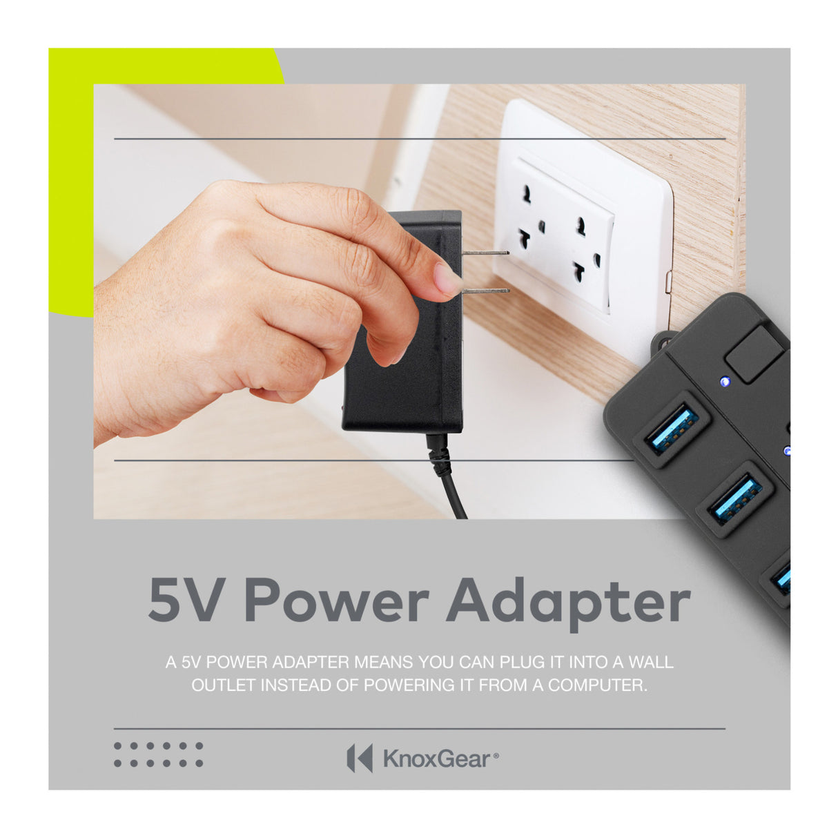 Knox Gear 4 Port 3.0 USB Hub with Individual Switches and LED Lights